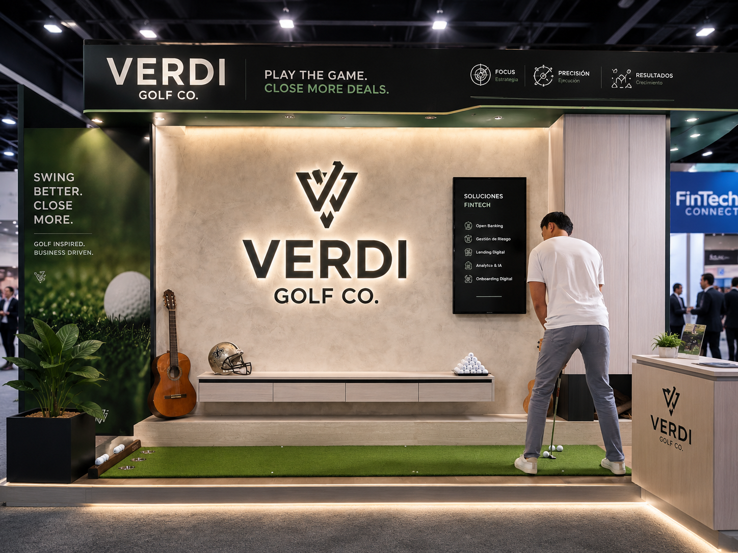 Ejecutivo analizando el campo de golf